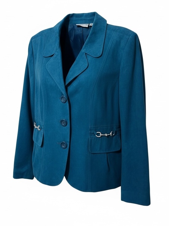 Studio Works Jackets & Blazers - STUDIO WORKS teal blue/green velvet 3 button blazer jacket size 16